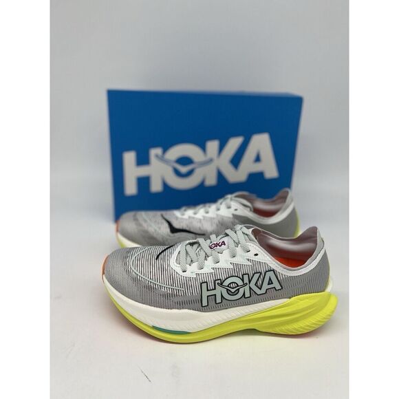 NEW Men's Size 9 HOKA Mach X 2 Running Shoes 1155119 White Citrus Yellow Gym - Picture 1 of 7